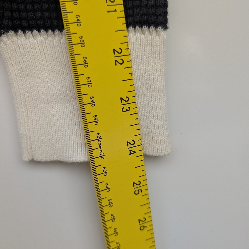 L.L.Bean Cotton Waffle Knit Sweater Cream Black Stripe – Women’s M - Picture 9 of 9